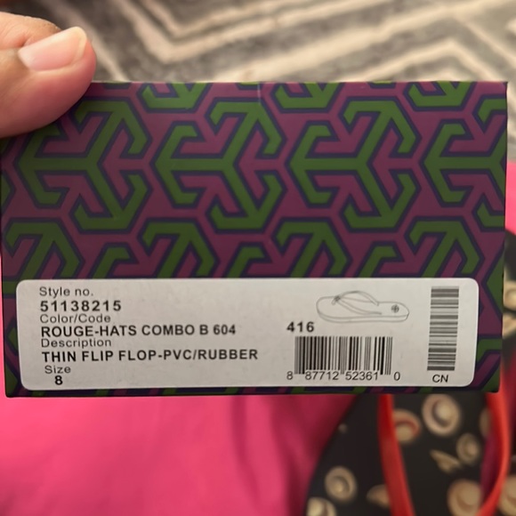 Tory Burch Rouge Hats Thin Rubber Flip Flop Slippers - Picture 6 of 6